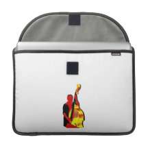 Upright Bass Player Image Design Red and Yellow MacBook Pro Sleeves