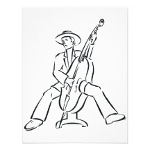 Upright Bass Player Outline Country Style Personalized Invitations