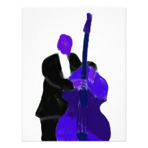 Upright bass player, purple version painting personalized invitation