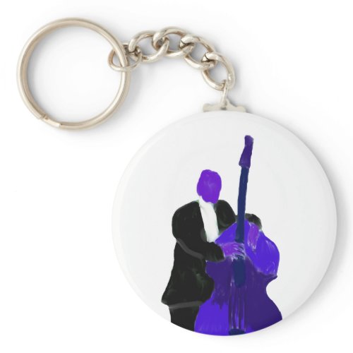 Upright bass player, purple version painting keychain