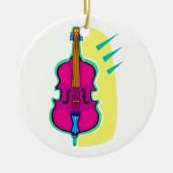 Upright Bass Purple Abstract Graphic Image Christmas Tree Ornaments