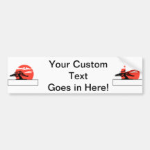 Upright bonsai against sun with box for text bumper sticker