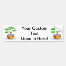 Upright Bonsai Orange Bowl Graphic Image Bumper Sticker