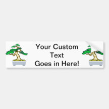 Upright Bonsai Sumo in Grey Pot Graphic Image Bumper Stickers