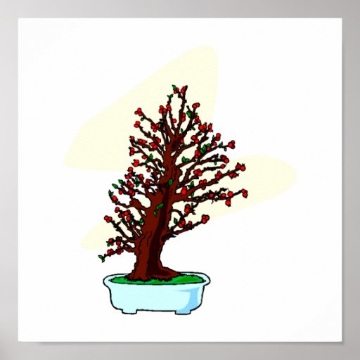 Upright Bonsai Thick Trunked Winter Shape Print