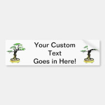 Upright Deadwood Bonsai Green Leaves Bumper Stickers