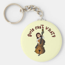 Upright String Double Bass Girl Key Chains