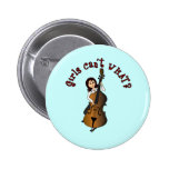Upright String Double Bass Girl Pinback Buttons