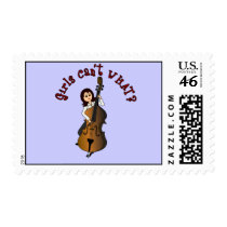 Upright String Double Bass Girl stamps