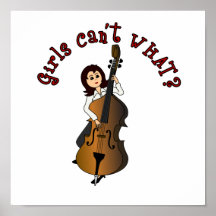Upright String Double Bass Girl Posters