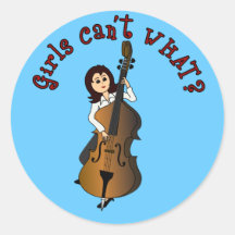 Upright String Double Bass Girl Sticker