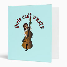 Upright String Double Bass Girl Vinyl Binders