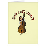 Upright String Double Bass Player Girl Greeting Cards