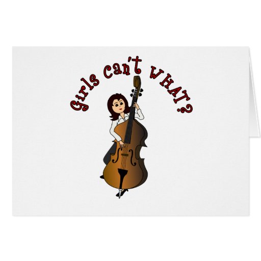 Upright String Double Bass Player Girl Greeting Cards