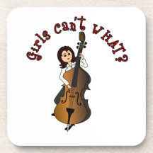 Upright String Double Bass Player Girl Coaster