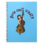 Upright String Double Bass Player Girl Notebook