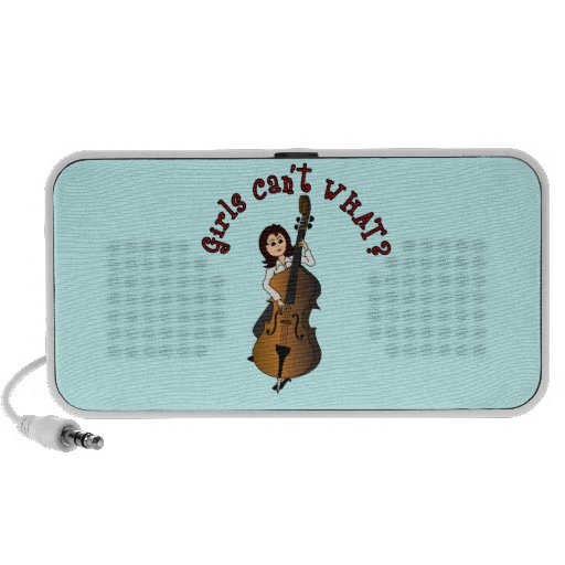 Upright String Double Bass Player Girl Portable Speaker