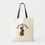 Upright String Double Bass Player Woman Canvas Bags