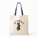 Upright String Double Bass Player Woman Canvas Bags