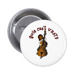 Upright String Double Bass Player Woman Button