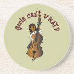 Upright String Double Bass Player Woman Drink Coaster