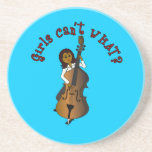 Upright String Double Bass Player Woman Coasters