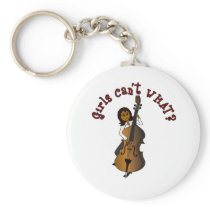 Upright String Double Bass Player Woman Keychain