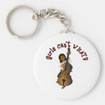 Upright String Double Bass Player Woman Keychain