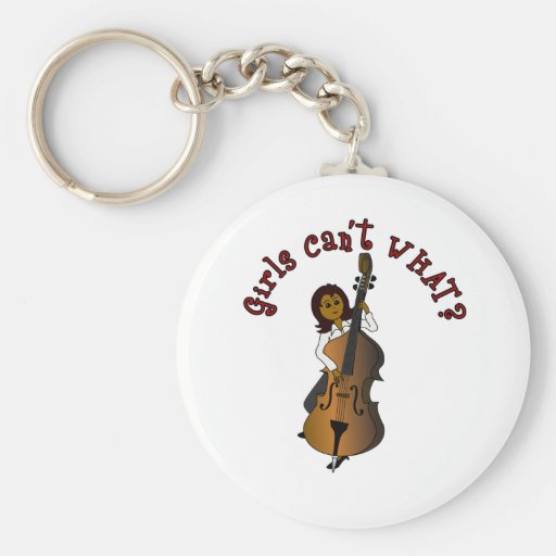 Upright String Double Bass Player Woman Keychain