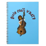 Upright String Double Bass Player Woman Note Books