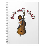Upright String Double Bass Player Woman Spiral Notebooks