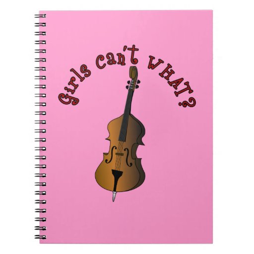 Upright String Double Bass Player Woman Spiral Note Book