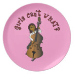 Upright String Double Bass Player Woman Plate