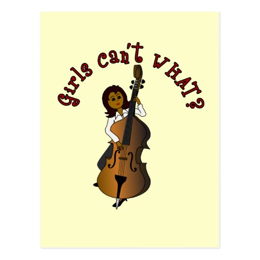 Upright String Double Bass Player Woman Post Card