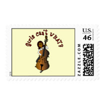 Upright String Double Bass Player Woman stamps