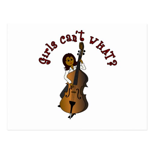 Upright String Double Bass Player Woman Postcards