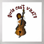Upright String Double Bass Player Woman Print