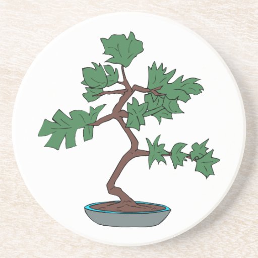 Upright young bonsai graphic beverage coaster