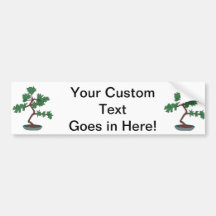 Upright young bonsai graphic bumper stickers