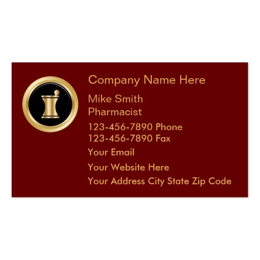Upscale Pharmacy Business Cards (front side)