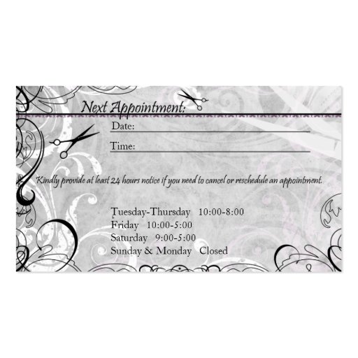 Upscale  Salon Appointment Business Card (back side)