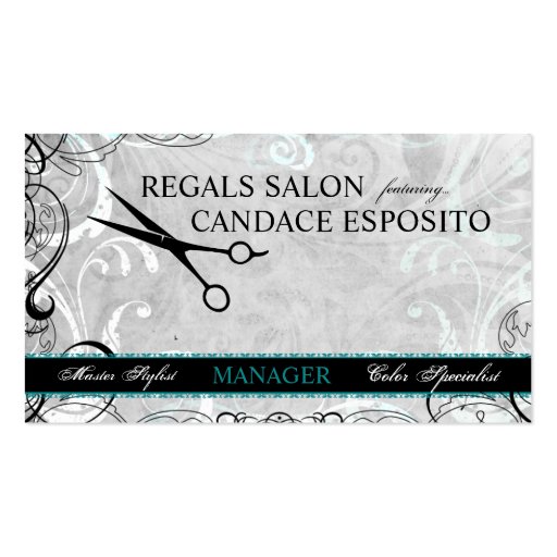 Upscale Swirls and Fluers Salon Business Card (front side)