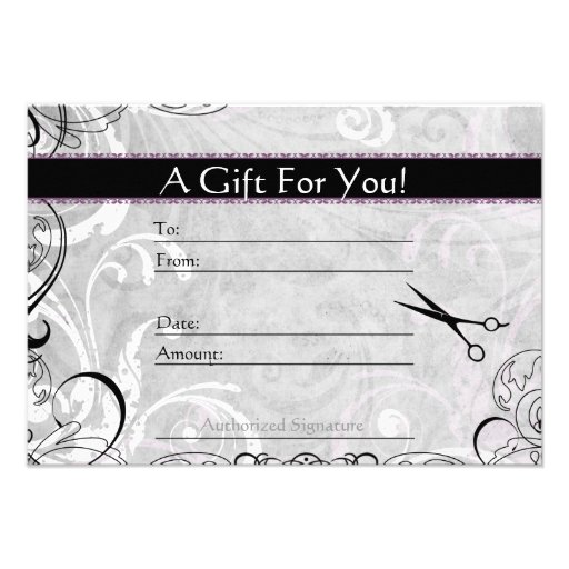 Upscale Swirls and Fluers Salon Gift Card Announcements