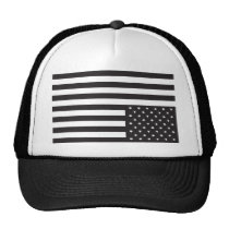 Upside Down American Flag in Black. hats