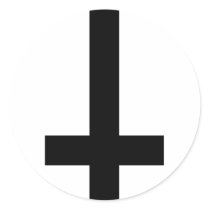 Upside Down Cross Round Sticker