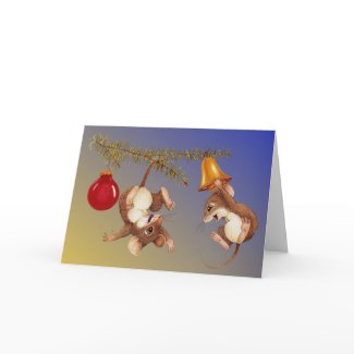Upside Down Mice Christmas Card (Blank) card