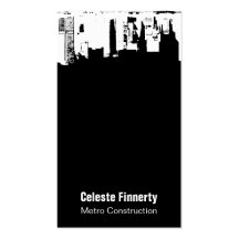 Upside Downtown Midnight Sky w/ QR Code Business Card Template