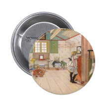Upstairs Attic Bedroom with Baby Sister. Pinback Button
