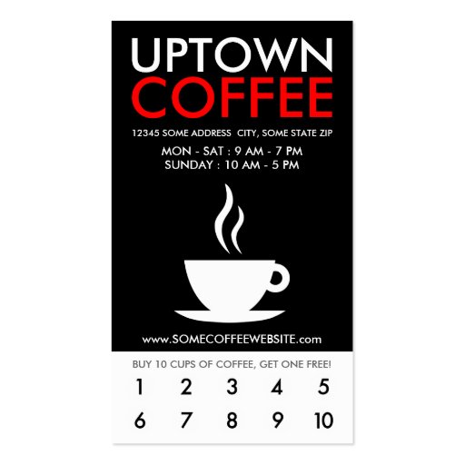 uptown coffee loyalty business card template (front side)