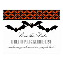 Uptown Glam Bats Halloween Save the Date Postcard